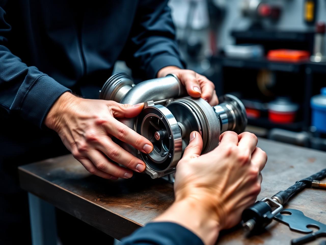 Technician working on a turbo cartridge
